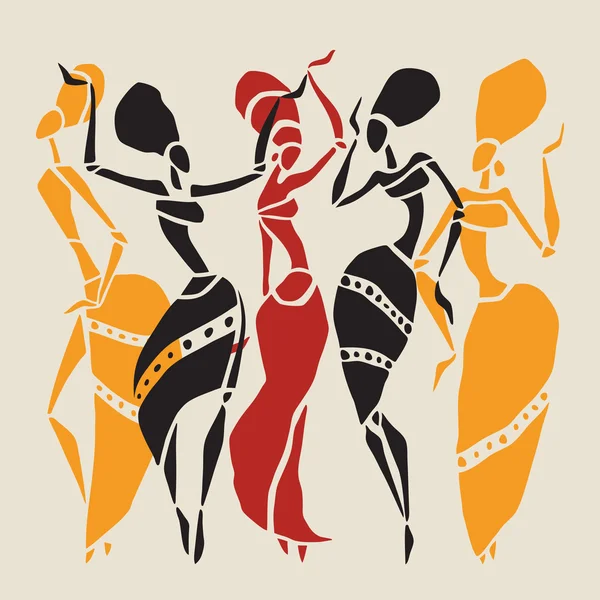 Conjunto de silueta de bailarines africanos . — Vector de stock