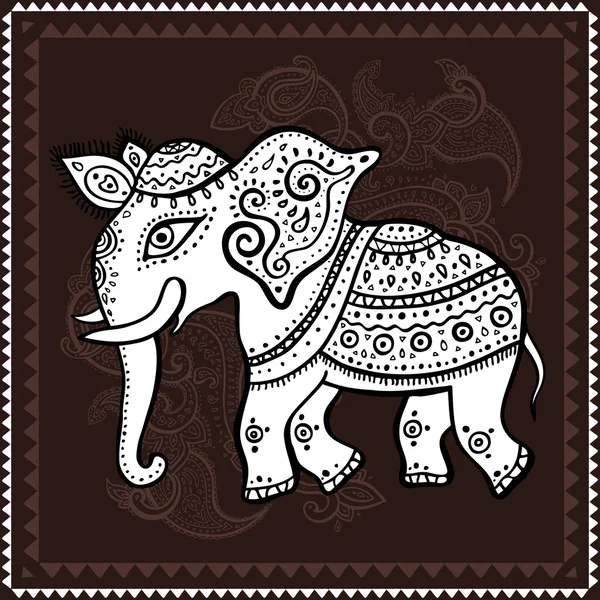Elefante. Estilo indiano. Ilustração vetorial decorativa . —  Vetores de Stock