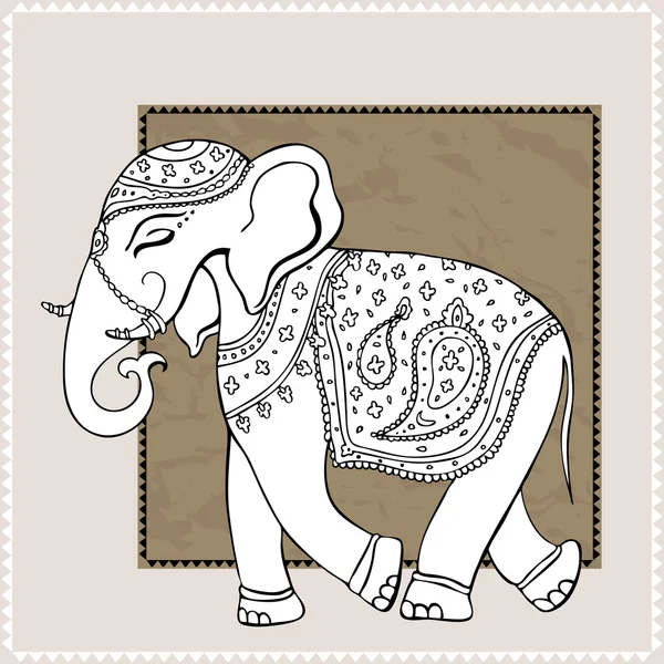 Elephant. Indian style. Decorative Vector illustration. — Stock Vector