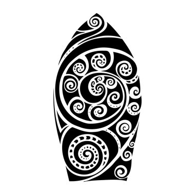 Sörf tahtası. Dövme stil.