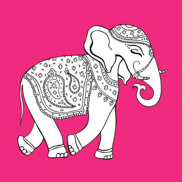 Elefante. Estilo indio. Ilustración vectorial decorativa . — Archivo Imágenes Vectoriales