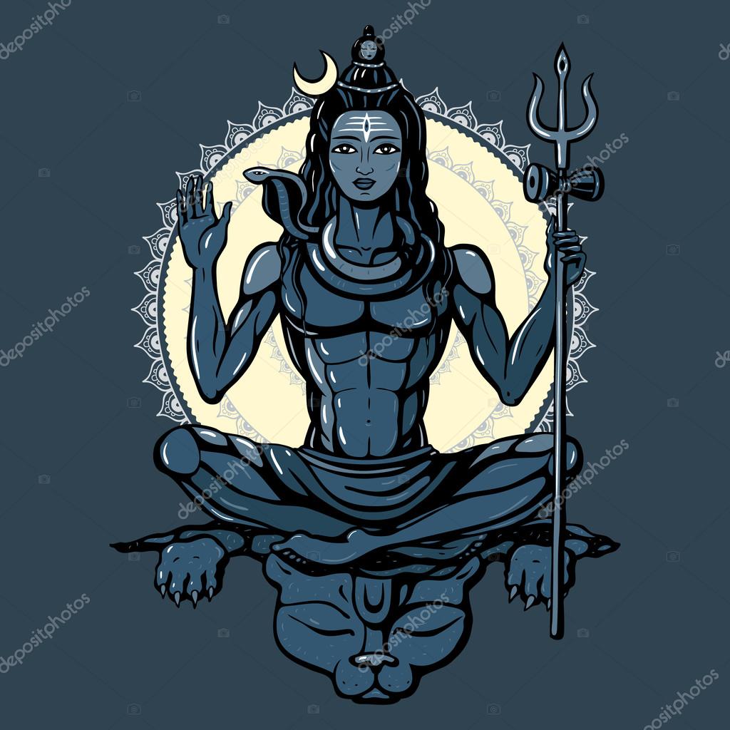 Hindu god Shiva Stock Illustration by ©katyaulitina #77938098