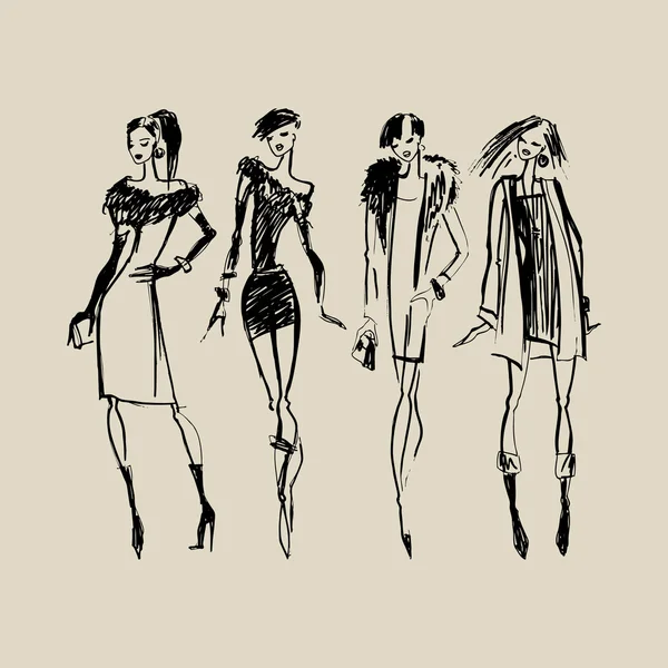 Sylwetki kobiet moda — Wektor stockowy