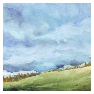 Alan ve orman. Suluboya arka plan