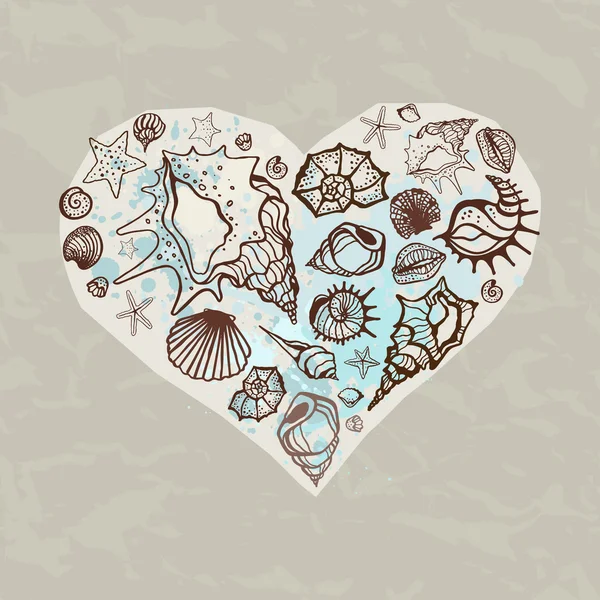 海贝壳的心. — 图库矢量图片