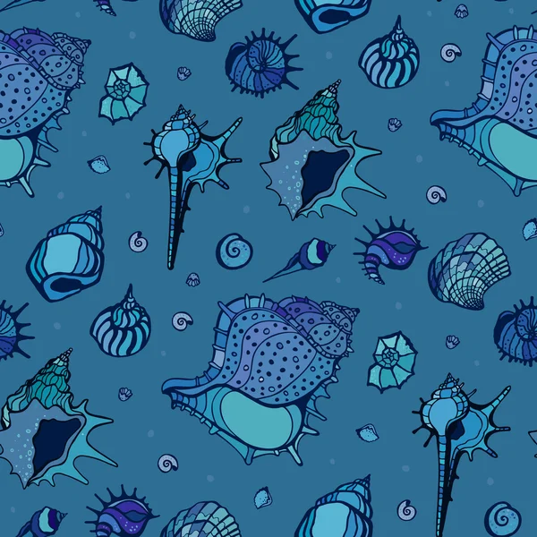 Seamless pattern of Sea shells. — Stock Vector