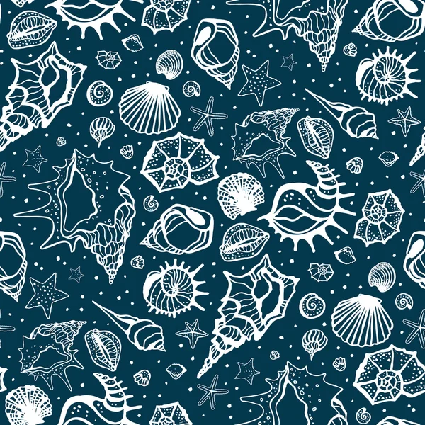 Seamless pattern of Sea shells. — Stock Vector