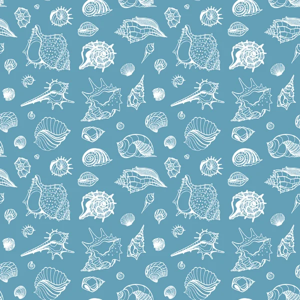 海の貝のシームレスなパターン. — ストックベクタ