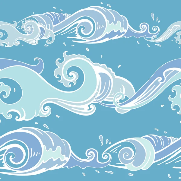 Sea waves. Seamless background — Stock Vector