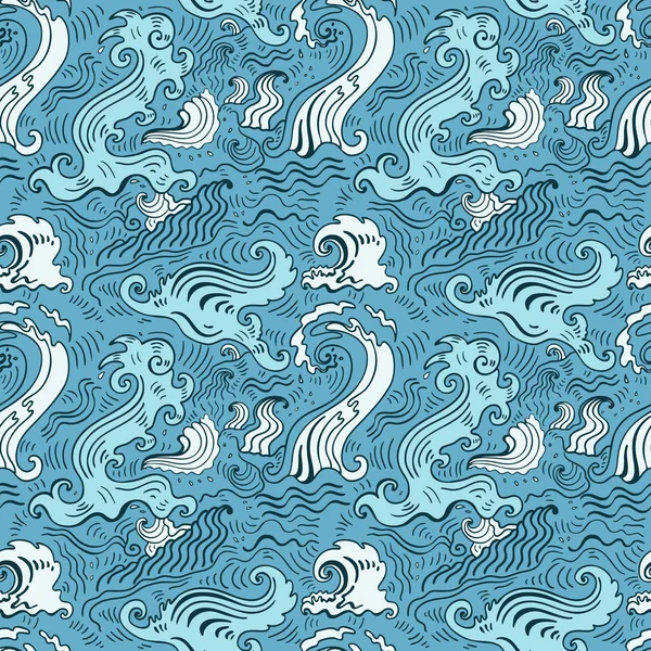 Olas marinas. Fondo sin costuras — Vector de stock