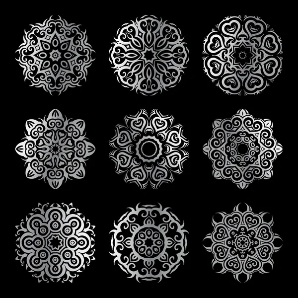 Silver mandala set — Stock Vector