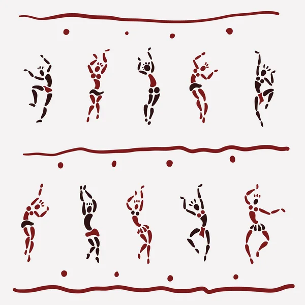 Figuras de bailarines africanos . — Vector de stock