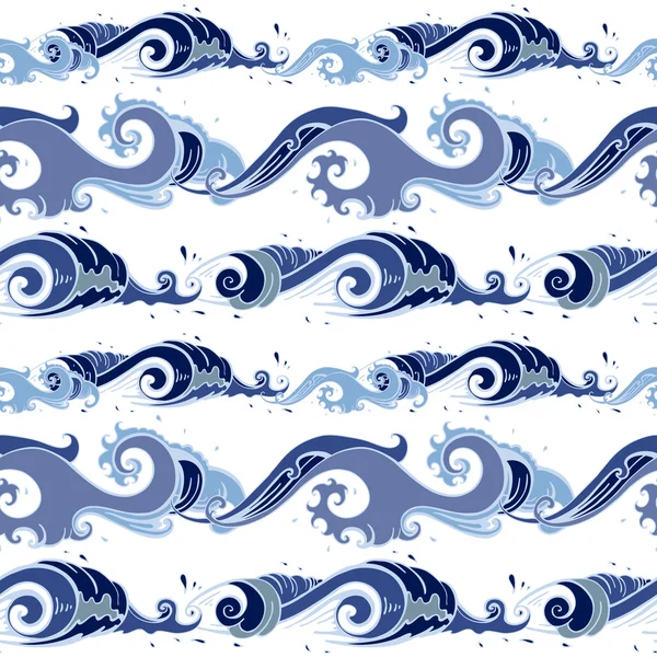 Sea waves. Seamless background — Stock Vector