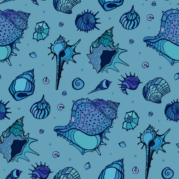 海の貝のシームレスなパターン. — ストックベクタ