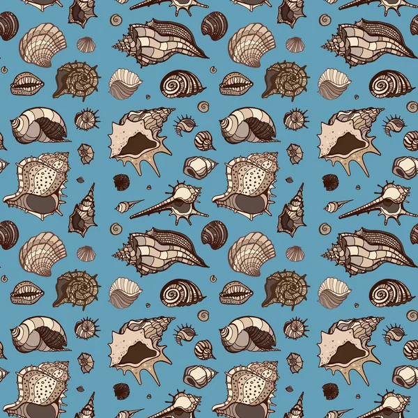 Seamless pattern of Sea shells. — Stock Vector