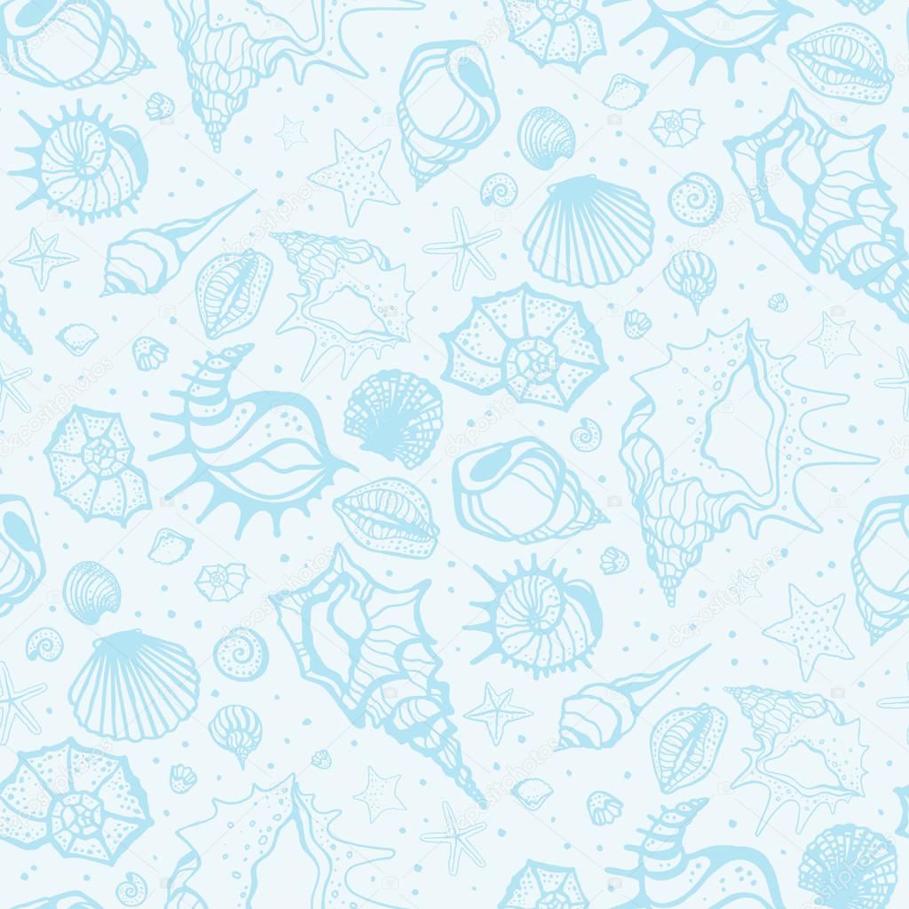 Seamless pattern of Sea shells. 