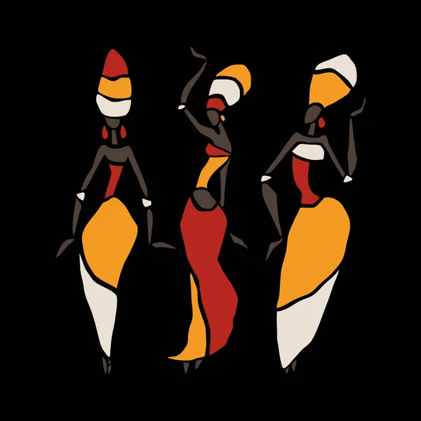 African dancers silhouette set. — Stock Vector