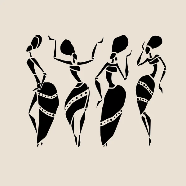 Conjunto silueta africana . — Vector de stock