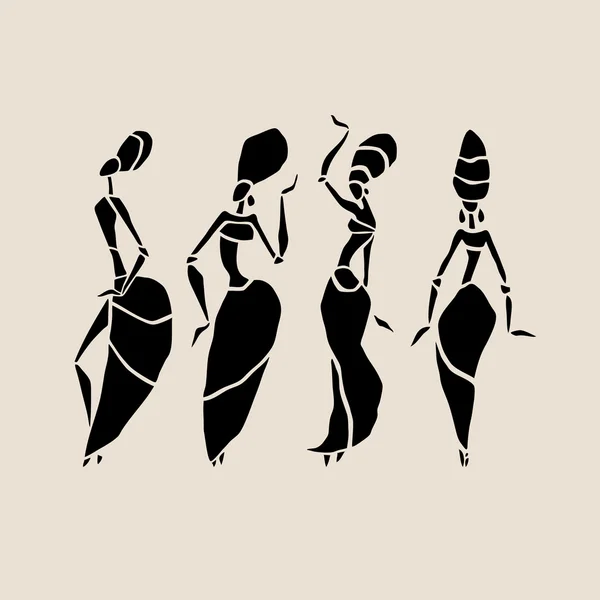 Ensemble silhouette africaine . — Image vectorielle