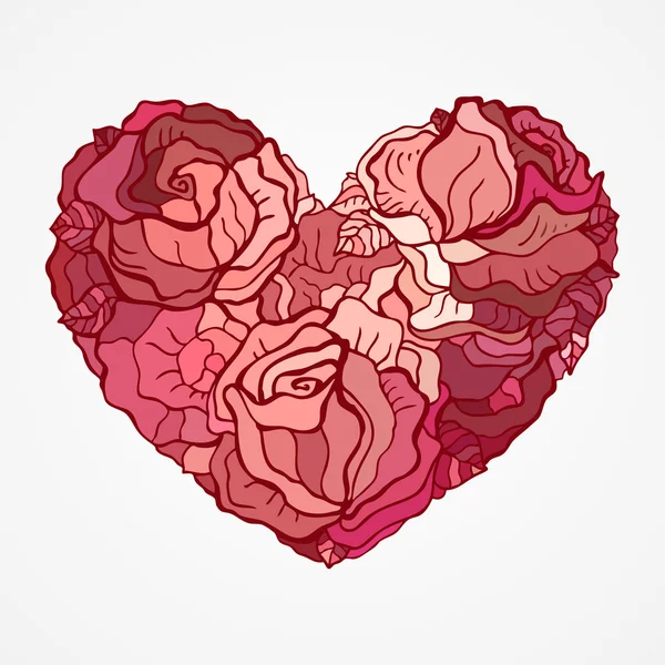 Herz aus Blumen Rosen. — Stockvektor