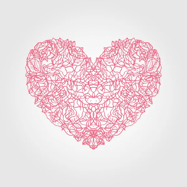 Corazón de flores rosas . — Archivo Imágenes Vectoriales