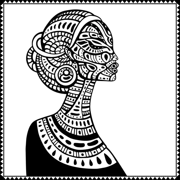 Perfil de beautiful African woman . — Vector de stock