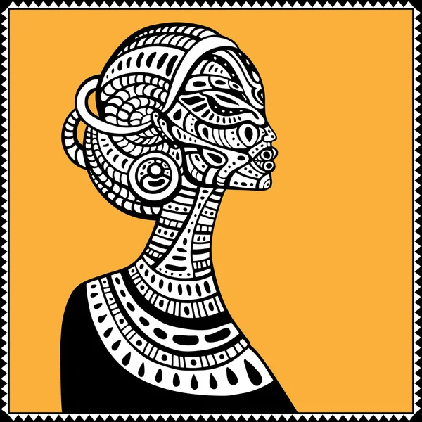 Profil de belle femme africaine . — Image vectorielle