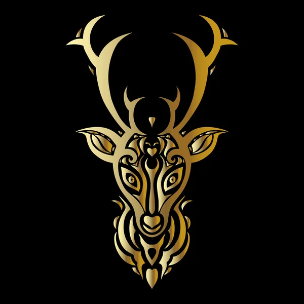 Testa di cervo. Stile del tatuaggio polinesiano — Vettoriale Stock