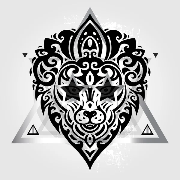 Tête de lion. Modèle tribal . — Image vectorielle