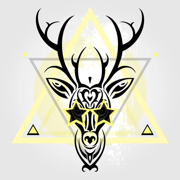 Deer head. Tribal pattern. — Stock Vector