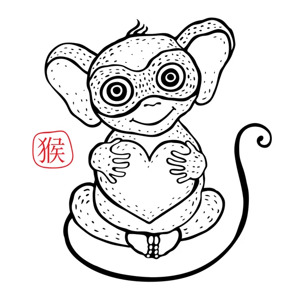 Singe zodiaque chinois . — Image vectorielle