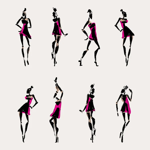 Belle silhouette femme . — Image vectorielle