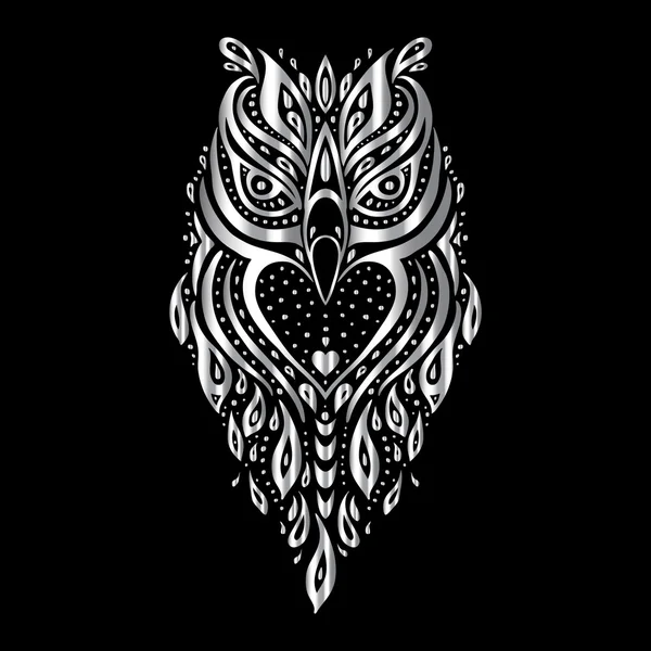 Búho. Patrón tribal — Vector de stock