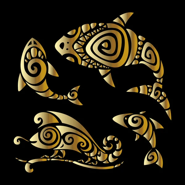 Ödlor. Polynesiska tatuering stil. — Stock vektor