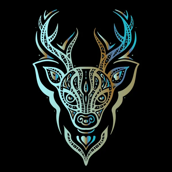 Głowa jelenia. Polinezyjski tatuaż styl — Wektor stockowy