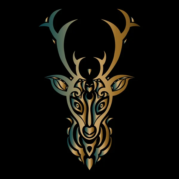 Tête de cerf. Style de tatouage polynésien — Image vectorielle