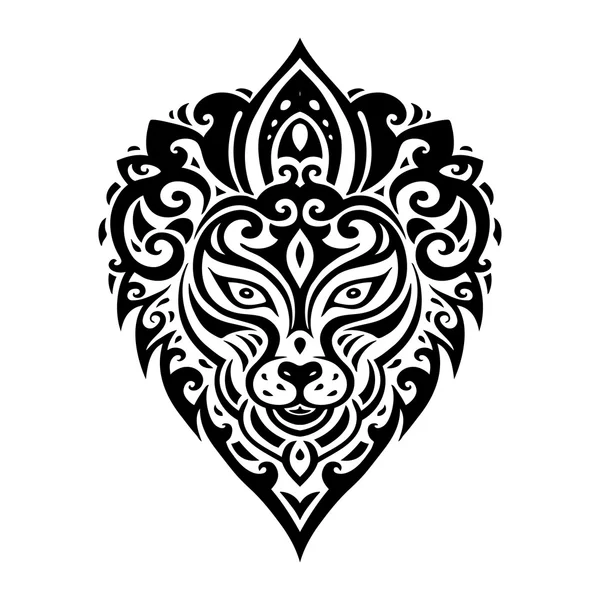 Lions huvud. Tribal mönster. — Stock vektor