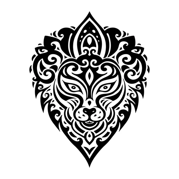 Cabeza de león. Patrón tribal . — Vector de stock