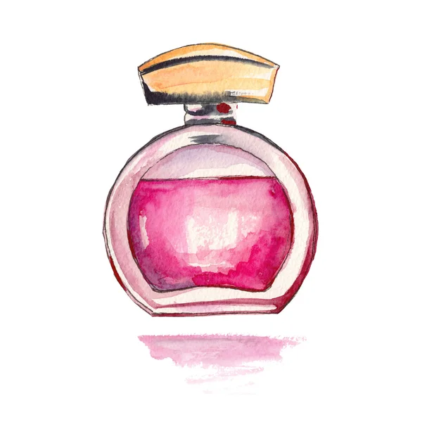 Watercolor perfume bottle — Stock Photo, Image