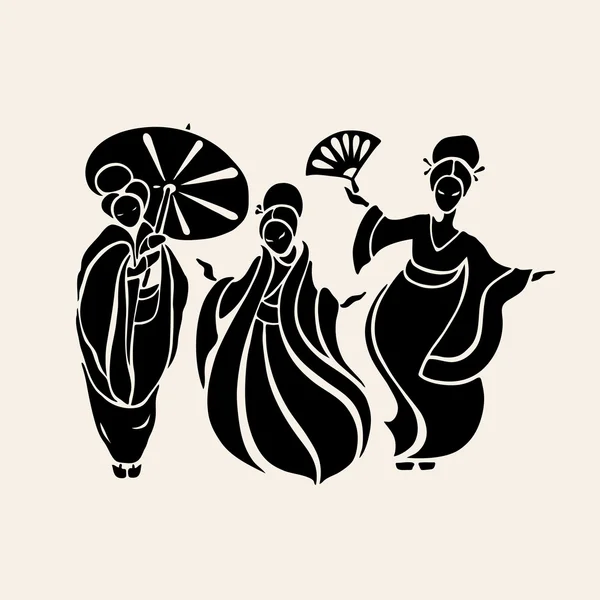 Hermosas mujeres chinas — Vector de stock