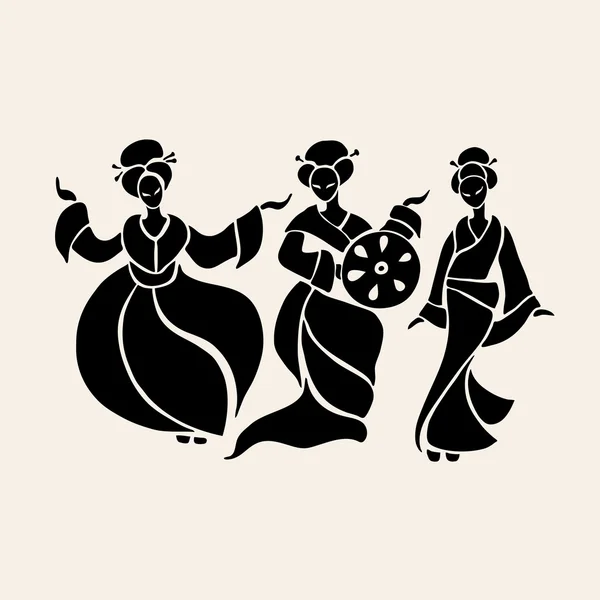 Hermosas mujeres chinas — Vector de stock