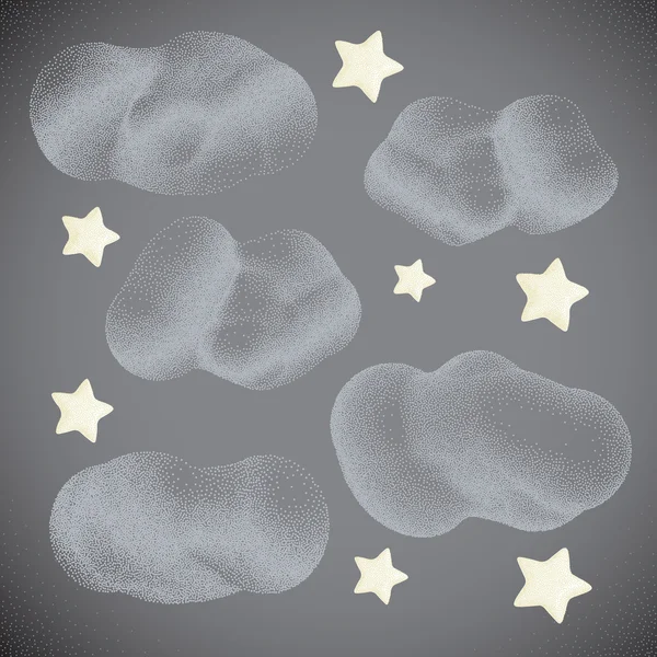 Sterne mit Wolken. Nachthimmel — Stockvektor