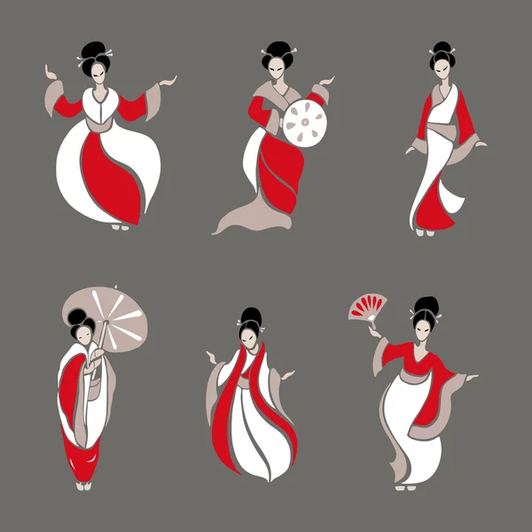 Belles femmes chinoises — Image vectorielle