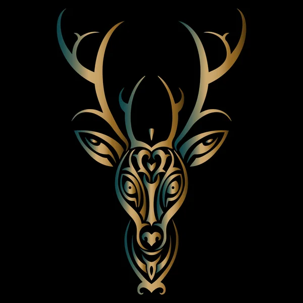 Tête de cerf. Style de tatouage polynésien — Image vectorielle