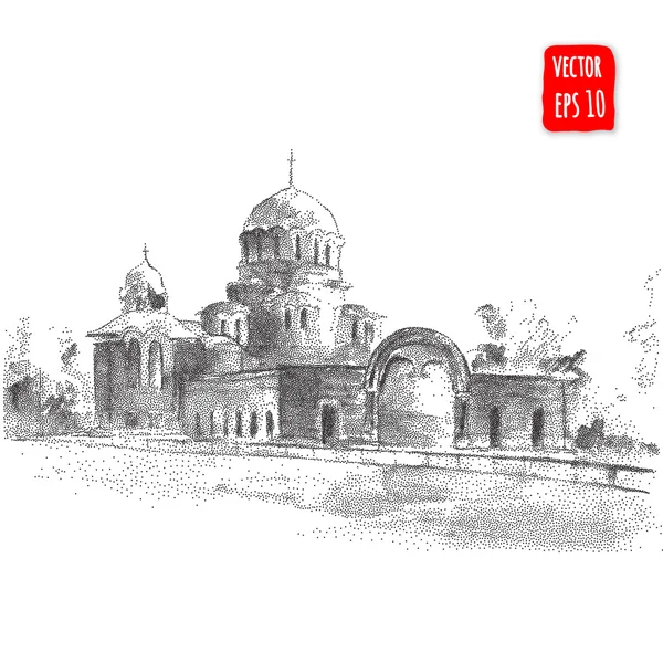 Katedral el çekilmiş — Stok Vektör