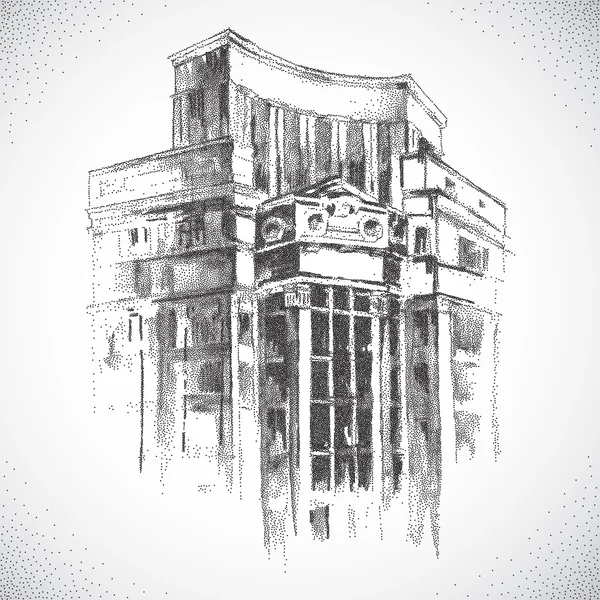 Bâtiment municipal dessiné à la main — Image vectorielle