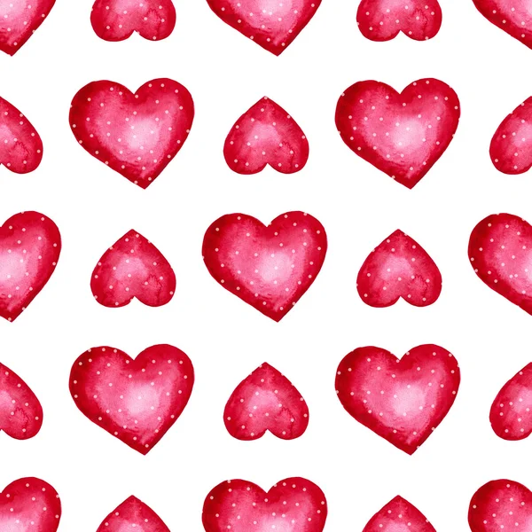 Lindo fondo acuarela corazones rojos —  Fotos de Stock