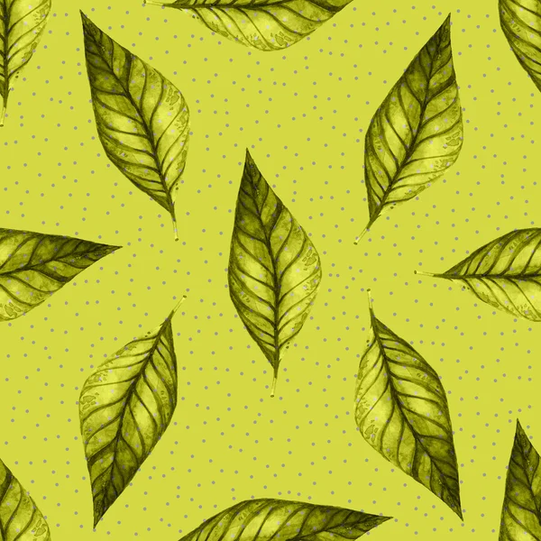 Aquarel bladeren patroon — Stockfoto