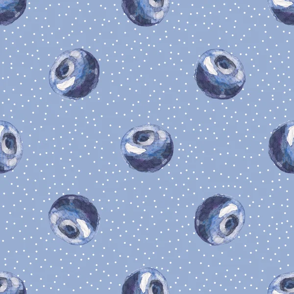 Watercolor Blueberries. Seamless pattern. — Stock Photo, Image