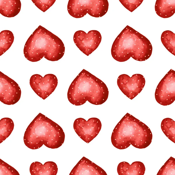 Cute watercolor background Red hearts — Stock Photo, Image